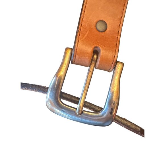 Brown Full Grain Cowhide Leather Belt 30" Made In U.S.A. Horse Bit Detail - Picture 2 of 5